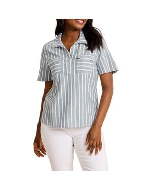 Tommy Bahama Chambray Stripe Utility Shirt - Blue