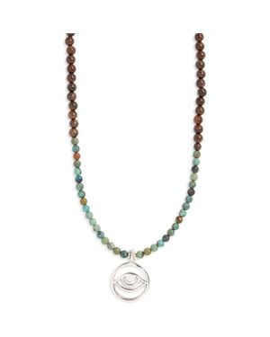 Caputo & Co. Evil Eye Pendant Beaded Necklace - Metallic