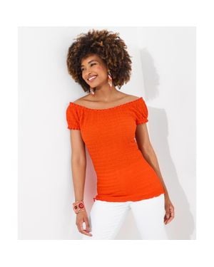 Joe Browns Stretchy Off The Shoulder Tee - Orange