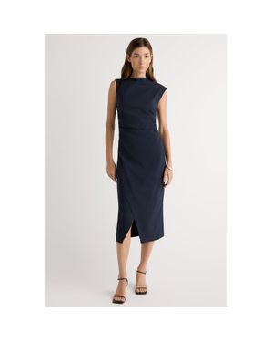 MODERN CITIZEN Manon Asymmetric-Neck Ruched Dress - Blue
