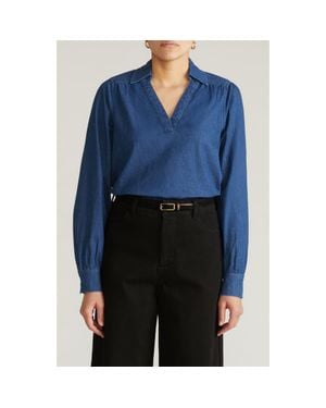 UNIVERSAL STANDARD Maisie Chambray Top - Blue