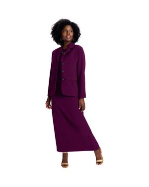 Jessica London 2-Piece Stretch Crepe Single-Breasted Maxi Jacket Dress - Purple