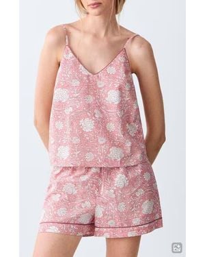 MANGO TEEN Floral Print Cotton Short Pajamas - Pink