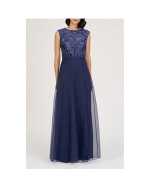 JS Collections Keira Soutache Lace Bodice Gown - Blue