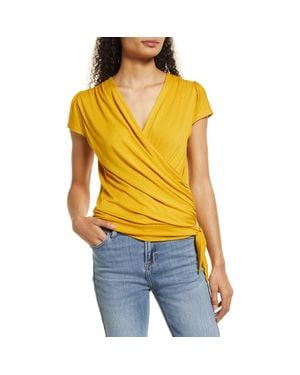 Loveappella Faux Wrap Top - Yellow
