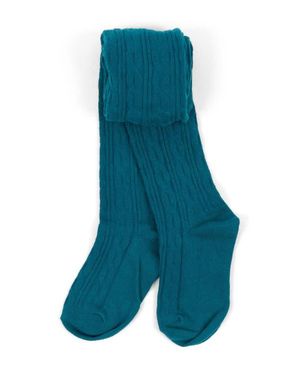 Leveret Girls Cable Knit Tights, Cotton Blend - Blue