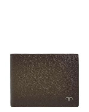 Ferragamo Micro Gancio Leather Bifold Wallet - Brown