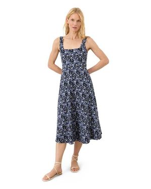 Pact Fit & Flare Square Neck Dress Made With Organic Cotton - Blue
