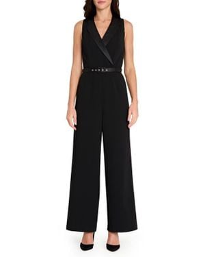 Tahari Sleeveless Tuxedo Jumpsuit - Black