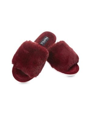 Memoi The Bette Plush Faux Fur Slipper - Red