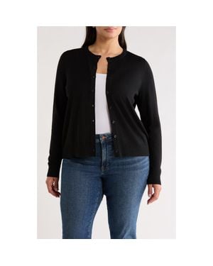 Caslon Merino Wool Blend Crewneck Cardigan - Black
