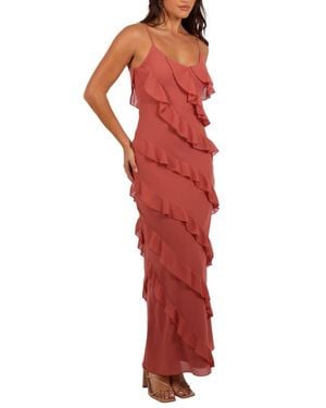 Petal & Pup Ciao Ruffle Chiffon Gown - Red