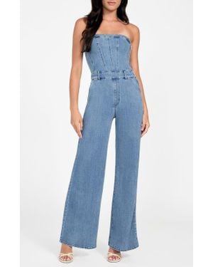 Guess Donna Strapless Denim Jumpsuit - Blue