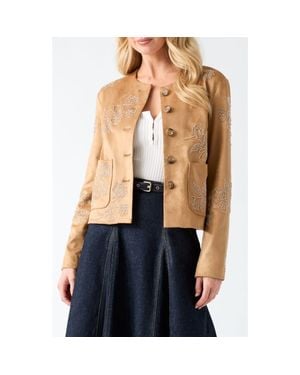 Guess Oceane Faux Suede Beaded Jacket - Blue