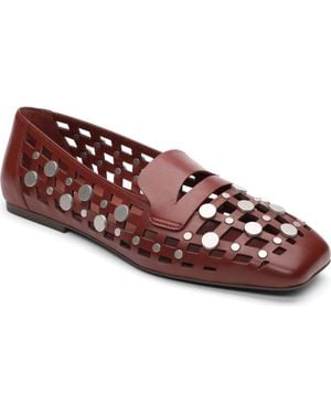 Ash Bali Studded Cutout Loafer - Red