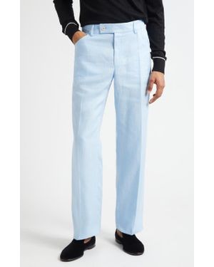 Dolce & Gabbana Pleated Linen Trosuers - Blue