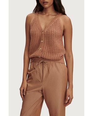 Varley Alessia Open Stitch Cotton Sweater Tank - Brown