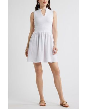 Caslon Smock Gauze Minidress - White