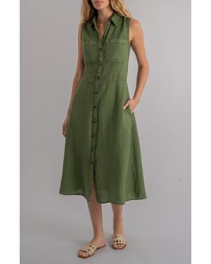 Kut From The Kloth Bowie Linen Button-Up Midi Shirtdress - Green
