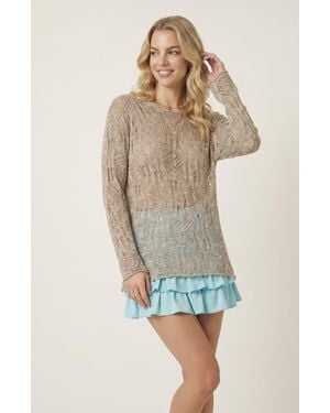 Modenaire Open Knit Pullover Sweater - Natural