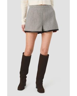 French Connection Shorts With Faux Leather Trim - Gray