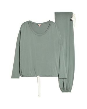 Eberjey Gisele Jersey Knit Slouchy Pajamas - Green