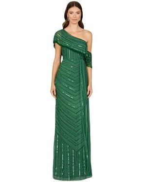 LARA New York Off Shoulder Sheath Beaded Gown - Green
