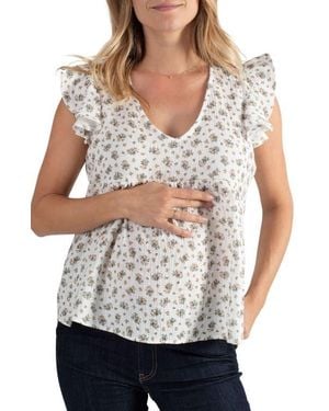 Cache Coeur Suzanne Maternity/Nursing Top - White
