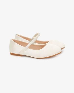 Kailee P Freeman Satin Mary Jane Flats - White