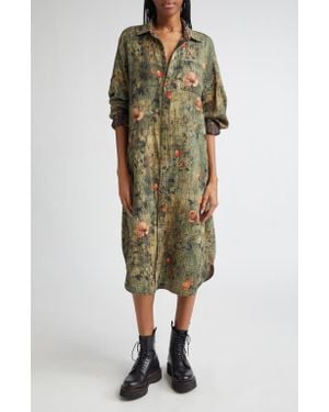 R13 Jumbo Long Sleeve Shirtdress - Green