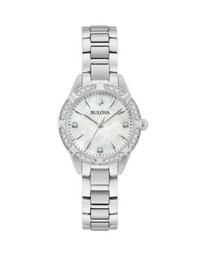 Bulova Sutton Mother-Of-Pearl & Diamond Bracelet Watch, 28Mm - Metallic
