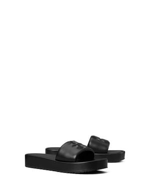 Tory Burch Double T Sport Platform Slide Sandal - Black
