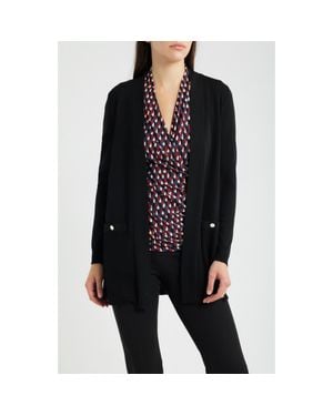 Anne Klein Open Front Cardigan - Black