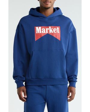 Market Cowboy Bear Oversize Cotton Fleece Hoodie - Blue