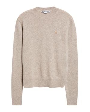 Acne Studios Kalas Core Face Patch Wool & Yak Hair Sweater - Natural