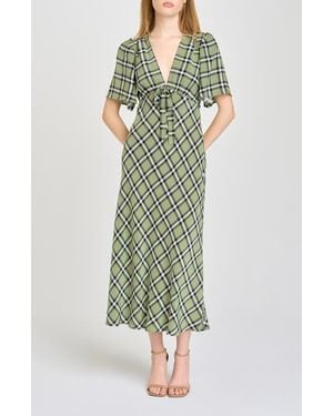 Wayf Jules Plaid Midi Dress - Green