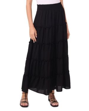 Vince Camuto Smock Waist Tiered Maxi Skirt - Black