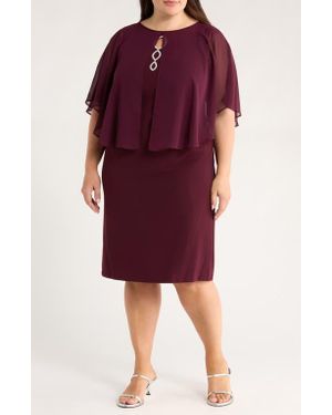 Connected Apparel Cape Midi Dress - Red