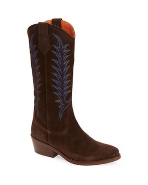 Penelope Chilvers Goldie Embroidered Cowboy Boot - Brown