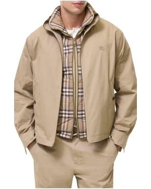 Burberry Cotton Twill Jacket With Warmer - Natural