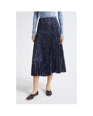 Marimekko Pii Piirto Unikko Pleated Midi Skirt - Blue