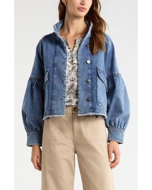 Treasure & Bond Blouse Sleeve Denim Jacket - Blue