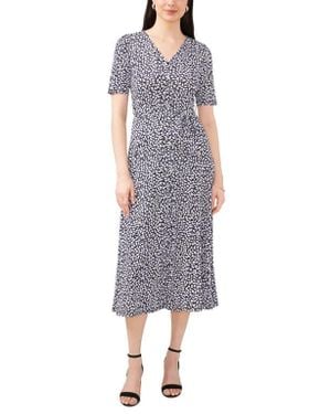 Chaus Floral Belted V-Neck Midi Dress - Multicolor