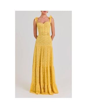 Nadine Merabi Miranda Belted Gown - Yellow