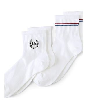 Lands' End Quarter Crew Socks 2Pk - White