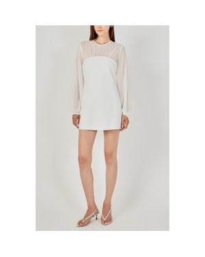 Endless Rose Long Sleeve Mixed Media Minidress - Gray
