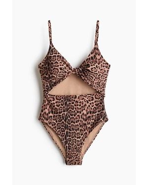 H&M Padded-Cup High Leg Swimsuit - Brown