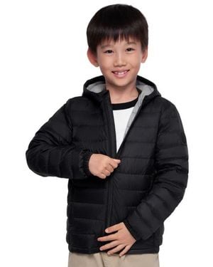 Rokka&Rolla Kids' Ultra Light Quilt Packable Down Jacket - Black