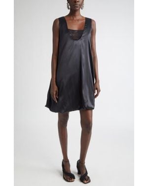 Dries Van Noten Bubble Hem Silk Stretch Satin Dress - Black