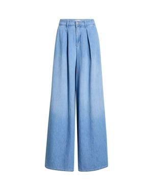 L'Agence Lorenza High Waist Wide Leg Denim Palazzo Pants - Blue